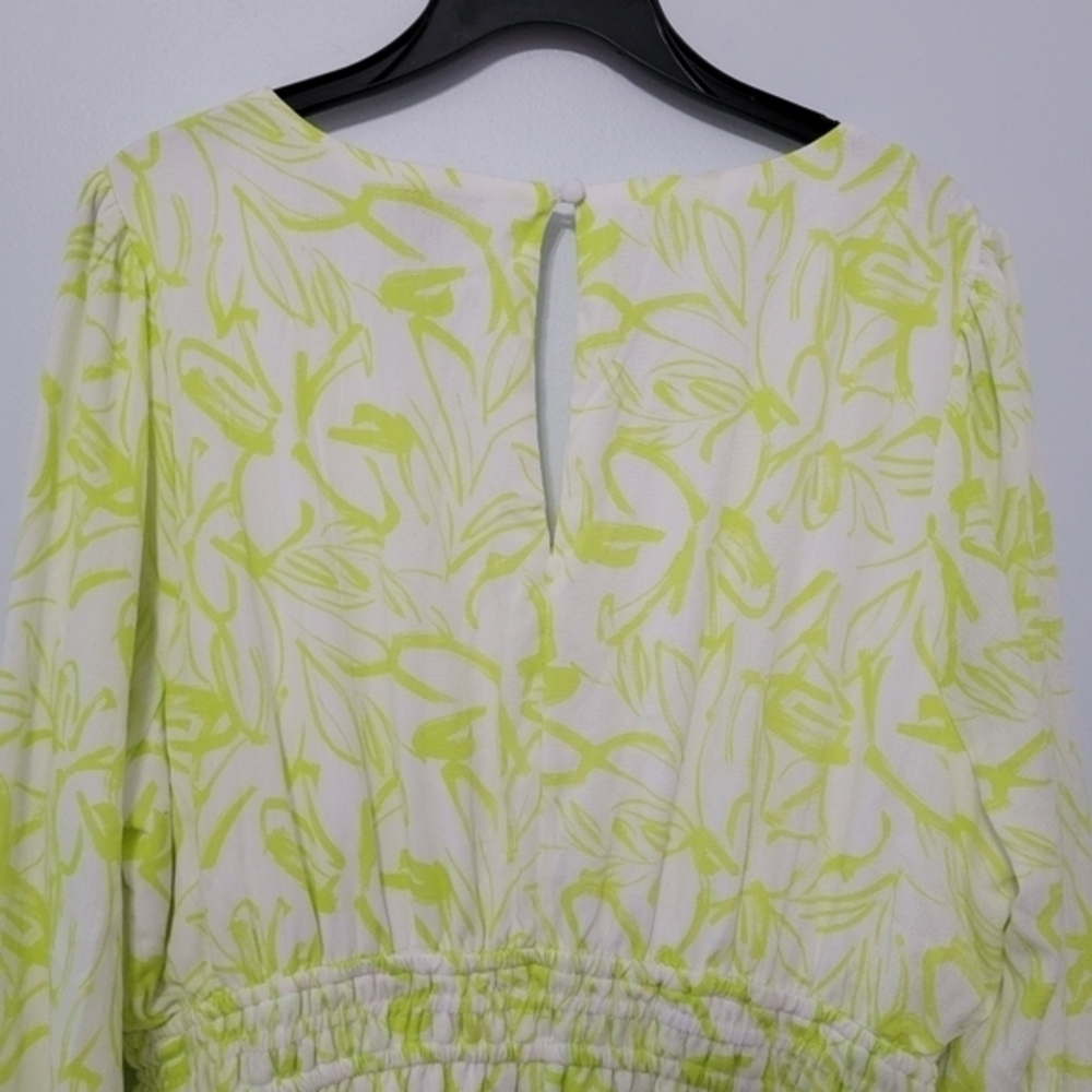 Torrid Mini Wash Gauze Wide‎ Waist Skater Dress Size 1X Floral Yellow Green Lime - Picture 12 of 16